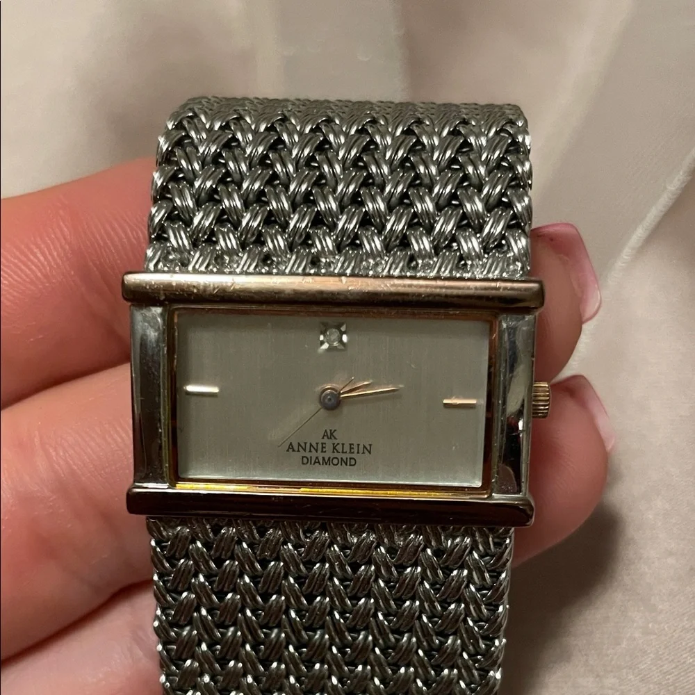 Silver Mesh Band Rectangular Watch - Picture 2 of 2